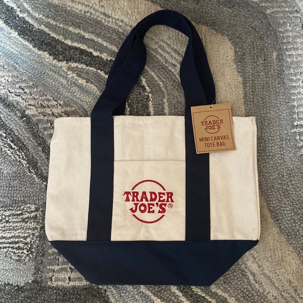 SOLD-Trader Joe’s Mini Tote Bag Navy NWT